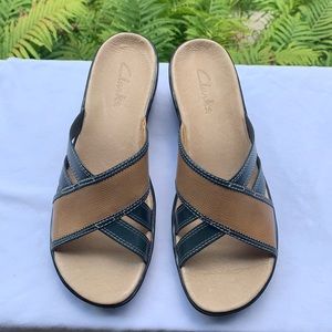 Clark’s Monica Leather Wedge Sandals 9M